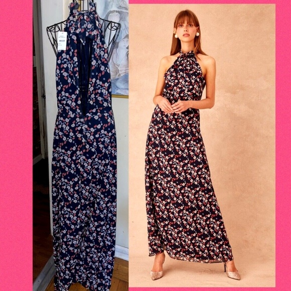 KEEPSAKE THE LABEL "CHARMED GOWN"~NAVY VERSAILLES~BLUE FLORAL~SMALL - Picture 4 of 6